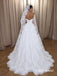 Off Shoulder Sweetheart Lace Ball Gown Wedding Dress, Long Sleeve Corset Bridal Dress, SFWD0153