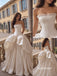 Strapless Satin Corset Wedding Dress, Dramatic Oversized Bow Lace Skirt Bridal Gown, SFWD0145