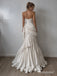 Sweetheart Spaghetti Strap Lace Mermaid Wedding Dress, Ruffled Tiered Skirt Floor Length Bridal Gown,SFWD0118