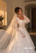 Square Neck Long Sleeve Lace A-Line Wedding Dress, Sheer Corset Bridal Gown With Train, SFWD0154
