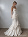 Sweetheart Spaghetti Strap Lace Mermaid Wedding Dress, Ruffled Tiered Skirt Floor Length Bridal Gown,SFWD0118