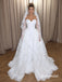 Off Shoulder Sweetheart Lace Ball Gown Wedding Dress, Long Sleeve Corset Bridal Dress, SFWD0153