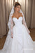 Off Shoulder Sweetheart Lace Ball Gown Wedding Dress, Long Sleeve Corset Bridal Dress, SFWD0153