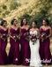 Mismatched FDY Fabric V-Neck Mermaid Floor Length Bridesmaid Dresses, SFWG00563