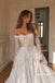 Off Shoulder Sweetheart Lace Corset Ballgown Wedding Dress, Full Sheer Long Lace Sleeve Bridal Gown, SFWD0146