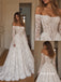 Off Shoulder Sweetheart Lace Corset Ballgown Wedding Dress, Full Sheer Long Lace Sleeve Bridal Gown, SFWD0146