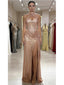 Shiny Special Fabric Halter Sleeveless Side Slit Mermaid Maxi Prom Dress/Graduation Dresses, PD01182
