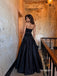 Black Strapless Bow Satin Ball Gown, Pleated Formal Evening Prom Dress, PD13930