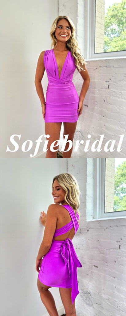 Sexy Soft Satin Convertible Sheath Mini Dresses/ Homecoming Dresses, HD0263