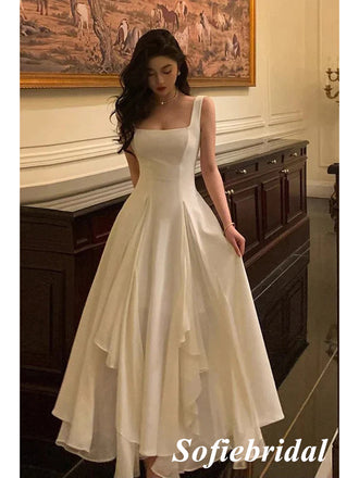 Sexy Spaghetti Straps Square Sleeveless A-Line Floor Length Prom Dress, PD01050