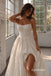 Strapless Sweetheart Corset Satin A-Line Wedding Dress, High Slit Bridal Gown, SFWD0139