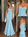 Light Blue Strapless Twist Draped Mermaid Gown, Soft Stretch Formal Prom Dress, PD13952