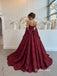 Strapless Sweetheart Lace A-Line Evening Dress, Corset Bodice With Matching Gloves Burgundy Formal Gown, PD13959