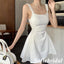 Elegant White Satin Spaghetti Straps Sleeveless A-Line Short Prom Dresses/Homecoming Dresses,HD0226