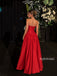 Red Strapless Sweetheart Satin Ball Gown, Structured Corset Bodice Evening Dress, PD13942