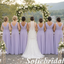 Lavender Chiffon V-Neck Sleeveless Twist Waist  Floor Length Bridesmaid Dress, SFWG00644