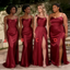 Luxury Mismatched Burgundy Satin Maxi Bridesmaid Dresses For Fall Wedding Guest, SFWG00625