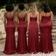 Luxury Mismatched Burgundy Satin Maxi Bridesmaid Dresses For Fall Wedding Guest, SFWG00625