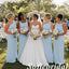 Pale Blue Stretch Jersey Mismatched Bridesmaid Dresses Simple Elegant Wedding Party Gowns, SFWG00647