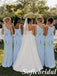 Pale Blue Stretch Jersey Mismatched Bridesmaid Dresses Simple Elegant Wedding Party Gowns, SFWG00647