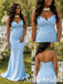 Sexy Sky Blue Soft Satin Strapless Pleated Floor Length Mermaid Bridesmaid Gown, SFWG00648
