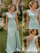 Mint Green Gloss Satin Mismatched Floor Length Mermaid Bridesmaid Gowns, SFWG00646
