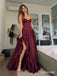Burgundy Satin Sweetheart A-Line Gown With Corset Bustier Bodice & Pleated Floor Length Skirt, PD13876
