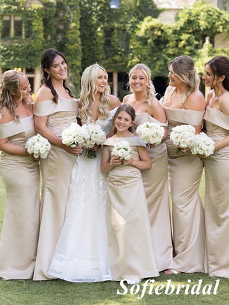 Sexy Soft Satin Off Shoulder Sleeveless Mermaid Floor Length Bridesmaid Dresses, SFWG00542