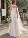 White Pleated Chiffon Sweetheart Neck Sheer Tulle Cape A-line Floor Length Wedding Dress, SFWD0097
