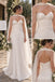 White Pleated Chiffon Sweetheart Neck Sheer Tulle Cape A-line Floor Length Wedding Dress, SFWD0097