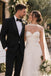 White Pleated Chiffon Sweetheart Neck Sheer Tulle Cape A-line Floor Length Wedding Dress, SFWD0097