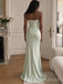 Mint Satin Strapless Boned Bodice Ruched Waist Fitted Floor Length Evening Gown,PD1378