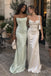 Mint Satin Strapless Boned Bodice Ruched Waist Fitted Floor Length Evening Gown,PD1378