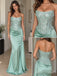 Sage Satin Strapless Corset 3D Floral Sequin Draped Sash Mermaid Floor Length Evening Gown,PD1380