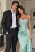 Sage Satin Strapless Corset 3D Floral Sequin Draped Sash Mermaid Floor Length Evening Gown,PD1380