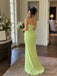 Chartreuse Chiffon Strapless Cowl Draped Bodice Floor Length Sheath Bridesmaid Dress,,SFWG00723