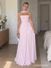 Light Pink Chiffon Strapless Draped Neck Scarf Cape Ruched A-Line Floor Length Evening Dress,,PD13842