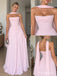 Light Pink Chiffon Strapless Draped Neck Scarf Cape Ruched A-Line Floor Length Evening Dress,,PD13842