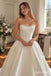 White Mikado Satin Strapless Sweetheart Lace Trim Ball Gown Floor Length Wedding Dress, SFWD0098