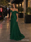 Emerald Green Pleated Chiffon Off The Shoulder Wrap Ruched Floor Length Evening Dress,PD13838