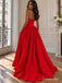 Red Satin Strapless Sweetheart Corset Structured Voluminous Ball Gown Evening Dress,PD13839