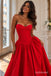 Red Satin Strapless Sweetheart Corset Structured Voluminous Ball Gown Evening Dress,PD13839