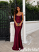Sexy Soft Satin Spaghetti Straps Sleeveless Mermaid Maxi Prom Dress/Graduation Dresses With Sequin, PD01190