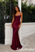 Sexy Soft Satin Spaghetti Straps Sleeveless Mermaid Maxi Prom Dress/Graduation Dresses With Sequin, PD01190
