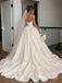 White Heavy Satin Sweetheart Corset Ball Gown Wedding Dress With Voluminous Skirt & Sweep Train,SFWD0112