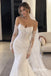 Strapless Sweetheart Lace Mermaid Wedding Dress, Long Lace Veil & Cathedral Train Bridal Gown, SFWD0140
