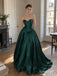 Emerald Green Satin Sweetheart Corset Bodice Ball Gown Floor Length Evening Dress,PD13847