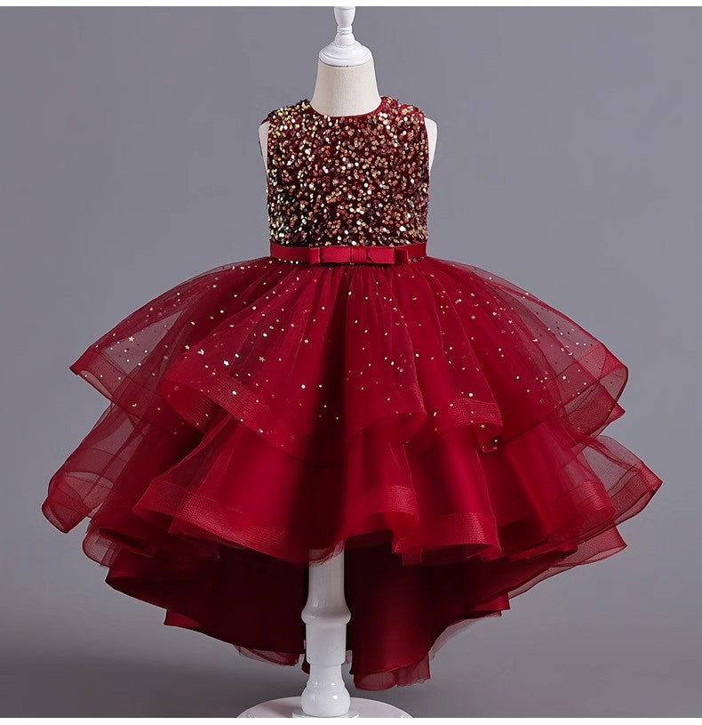 Spaghetti Straps Little Wedding Guest Sequin Top Tulle Unique A-line Flower Girl Dresses, FGS0039