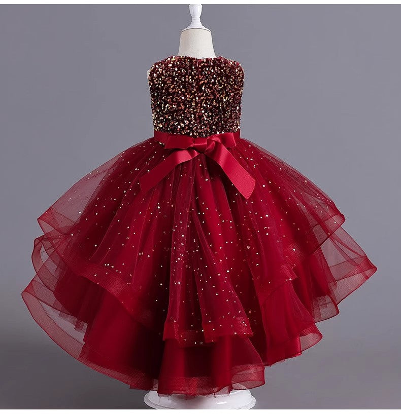 Spaghetti Straps Little Wedding Guest Sequin Top Tulle Unique A-line Flower Girl Dresses, FGS0039