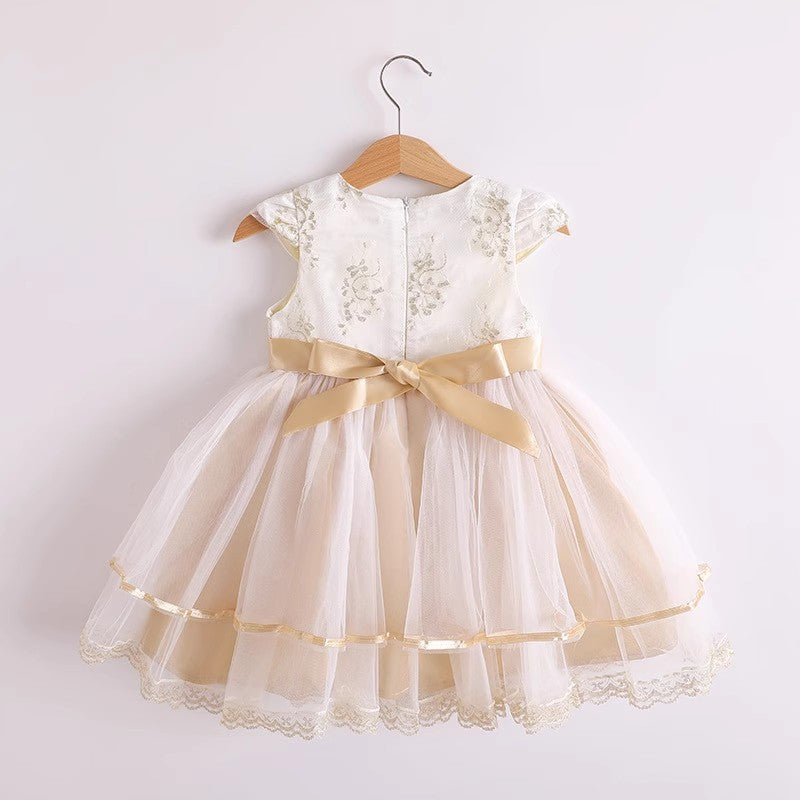 Little Wedding Guest Satin Unique A-line Flower Girl Dresses With Lace Applique, FGS0046